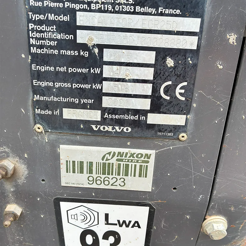 3T Excavator Volvo ECR25D 2021